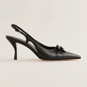New Reformation Noreen Slingback Heels Black Leather 7.5